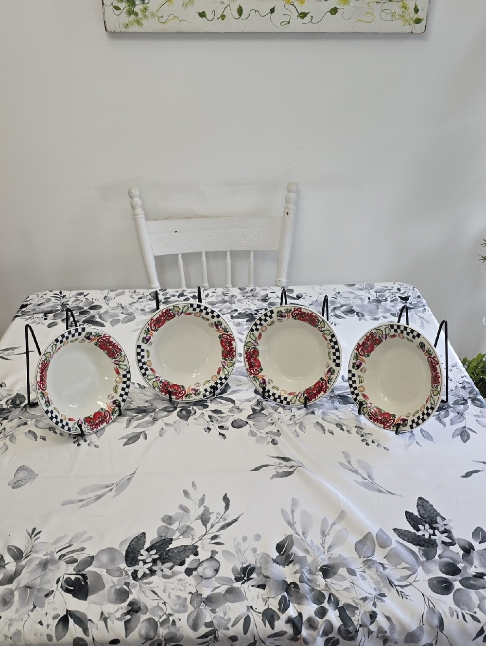 Vtg 1997 Campbell's Set Of 4 Soup Bowls Vegetables Checkered